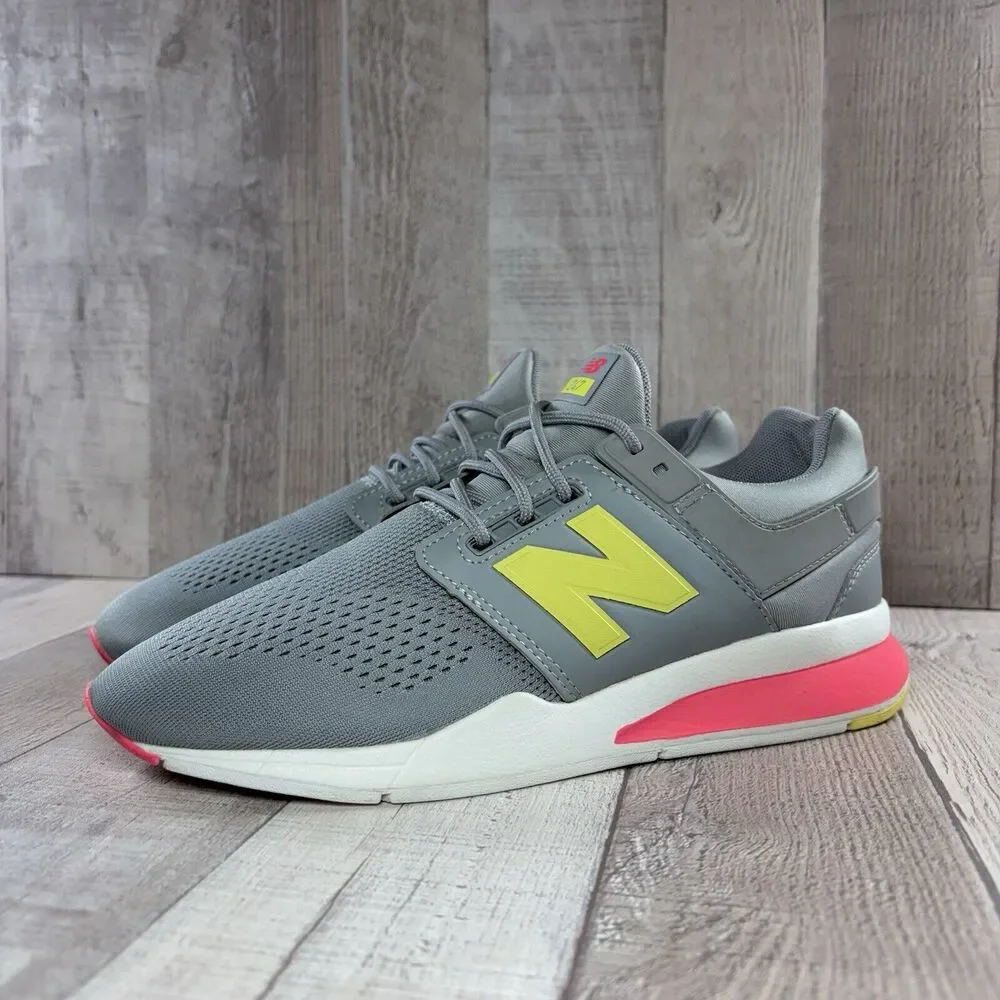 New Balance 247 Running Shoes Sneakers Gray Low Top Womens 7.5 I Kids 6 KL247TIG